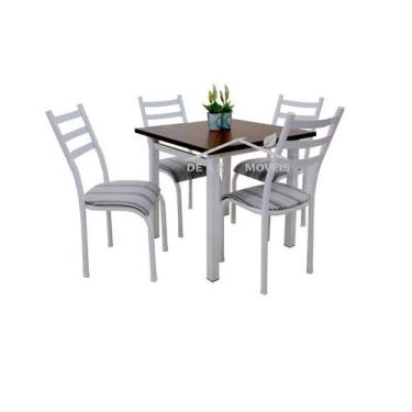 Imagem de Mesa de Jantar cozinha com 4 Cadeiras slim Lisboa Tampo em MDF aço cor