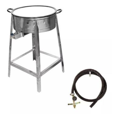 Imagem de Fogão Pasteleiro Inox Gás Alta Pressão Tacho nº 18 C/ Mangueira - ROA