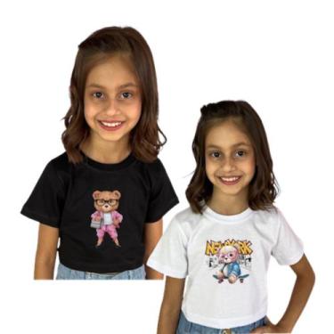 Imagem de Blusinha Infantil Cropped Manga Curta Juvenil Kit 2 Peças - AK FASHION