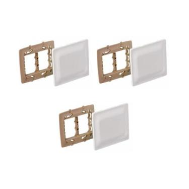 Imagem de Kit 3 Placas 4X4 Cega Branco Com Suporte Zeffia Pial 680173 - Pial Leg