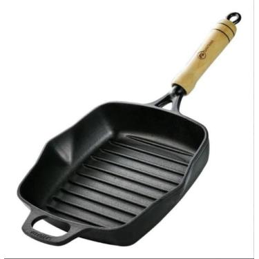 Imagem de Frigideira Chapa Bifeteira Alta Quadrada Grelhada de Ferro Fundido - S