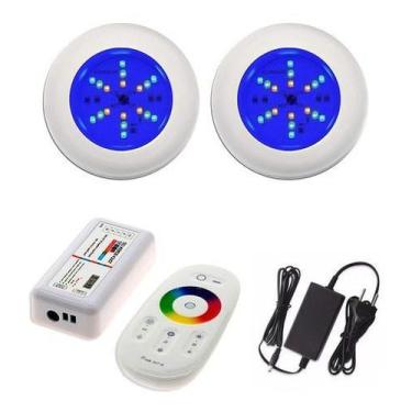 Imagem de Kit 2 Refletor Para Piscina Luminária Led 6w Rgb + Comando - Infinity 