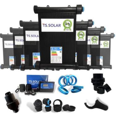 Imagem de Aquecedor Solar Piscinas Kit 20 Placas 3mt Completo 6x3 18m² - Ts Sola