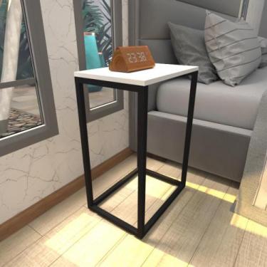 Imagem de Mesa de cabeceira industrial branca off white canto quarto cabeceira m