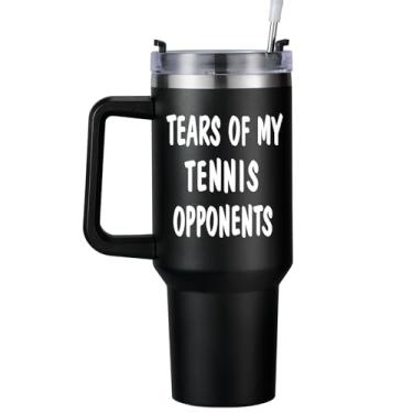 Imagem de FVBCCY Tears of My Tennis Opponents, presentes para um amante de tênis, presentes para tenistas, decorações de festa de tênis, acessórios de tênis, presentes para homens, copo de aço inoxidável de
