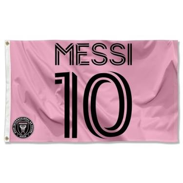 Imagem de WinCraft Bandeira com logotipo do jogador Inter Miami CF Messi 1,8 x 1,5 m