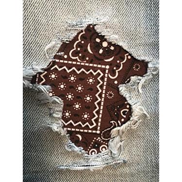 Imagem de Tecido bandana Peek-A-Boo Iron ON Patches da Holey Patches em diversas cores/tamanhos (marrom, 7,6 cm x 12,7 cm (conjunto de 2))