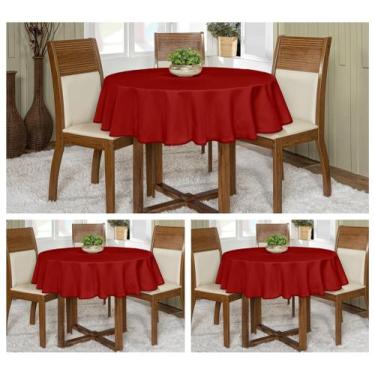 Imagem de Kit 3 Toalhas De Mesa Oxford Redonda 4 lugares 1,45m Várias Cores Buff
