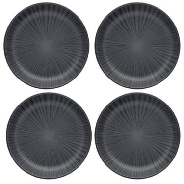 Imagem de Kit Jogo 4 Pratos Fundos Oxford Preto Onix 20,5 cm Cerâmica