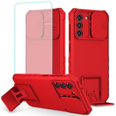 Imagem de Tothedu Capa para Galaxy S22 5G, capa para Samsung S22 SM-S901U com protetor de tela de vidro temperado e capa de câmera deslizante, capa protetora fina com suporte resistente para Samsung Galaxy S22