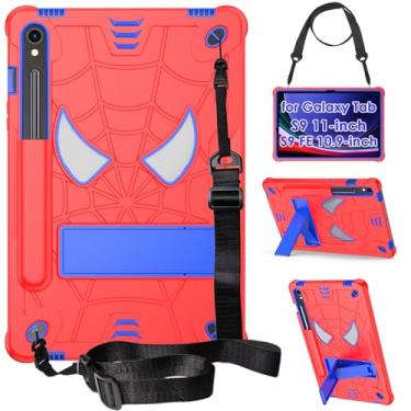 Imagem de DETUOSI Capa Infantil para Samsung Galaxy Tab S9/S9 Fe 5G Lte/Wifi 11" 2023 com Suporte para Caneta S + Alça de Ombro, Capa Protetora Híbrida de 3 Camadas para Serviço Pesado de Corpo Inteiro À Prova