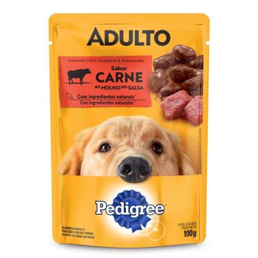 Imagem de Ração Úmida para Cachorro Pedigree Adulto Sabor Carne ao Molho em Sachê 100g