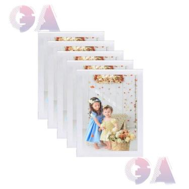 Imagem de Kit 5 Porta Retrato A5 15x21 Moldura Branco Para Fotos e Decoração - G