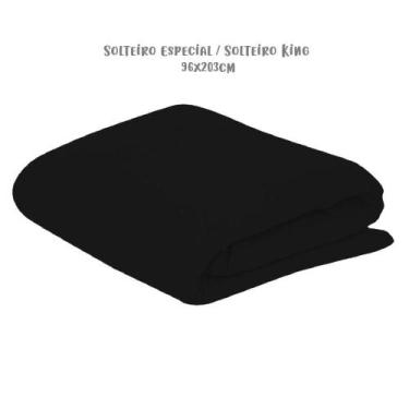 Imagem de Lençol de Elástico Avulso Solteiro Especial King 96cm x 203cm Preto Ar