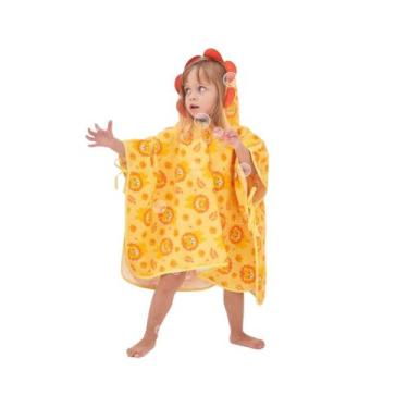 Imagem de Toalha poncho infantil c/ capuz saída praia piscina banho - BABY JOY ,