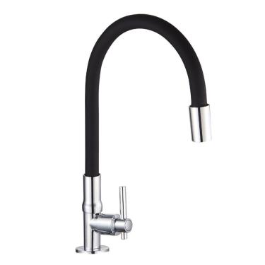 Imagem de Torneira Metal Cozinha Bancada Flexível Alavanca Linha Metal Preto