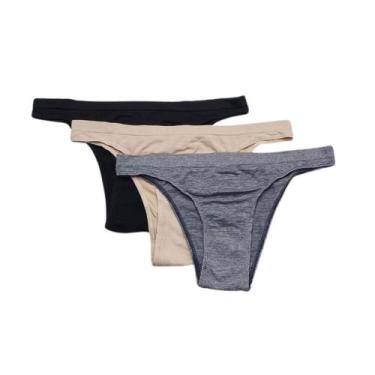 Imagem de Kit 3 Calcinhas Tangas Trifil Castanha/Preto/Cinza Mescla, Tfl057, Sor