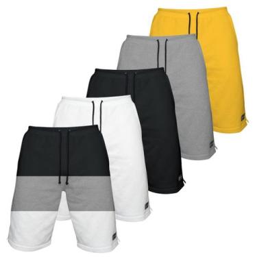 Imagem de Kit 5 Bermudas Moletom Masculina com 3 Bolsos Fenda Lateral Short Bási