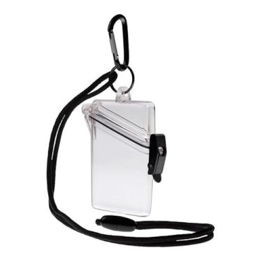 Imagem de Estojo transparente transparente à prova d'água para crachá de cartão de identificação, estojo esportivo com cordão e chaveiro, crachás e suprimentos de identificação, etiquetas, material escolar e de