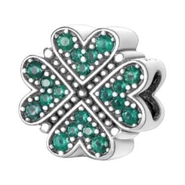 Imagem de Amuletos de Trevo Verde para Pulseira de Prata Esterlina 925 - Acessór