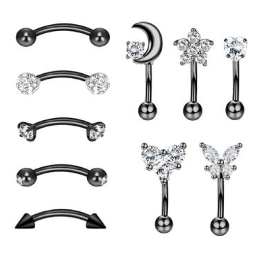 Imagem de Glupez 1/2/3/5/10 peças 1,6 mm halteres industriais Halloween aço cirúrgico CZ Ear Studs kit de piercings de orelha lábio unha cartilagem hélice lóbulo lábio nariz anéis tragus body piercing joia para