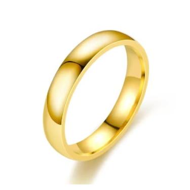 Imagem de IMPRESSIVE Anillos De Matrimonio La Argolla Alianza De Boda Casamiento Pareja Hombre Mujer 4 mm Acero Aço Inoxidável Oro Laminado Aliança de Casamento para Homens e Mulheres, Aço inoxidável, Sem pedra