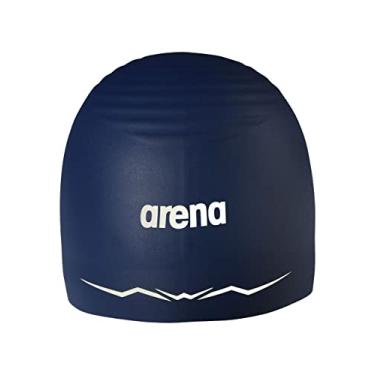 Imagem de Arena Touca de natação de corrida de silicone masculina e feminina Aquaforce Wave desempenho hidrodinâmico competitivo intensivo chapéu de banho para piscina, azul-marinho, GG