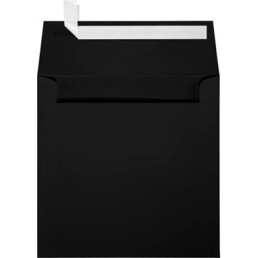 Imagem de Envelopes para convites quadrados de papel LUX para cartões de 15 x 15 cm em linho preto, envelopes imprimíveis para convites, com selo de destacar e pressionar, pacote com 50, tamanho envelope 16 x 16 cm (preto)