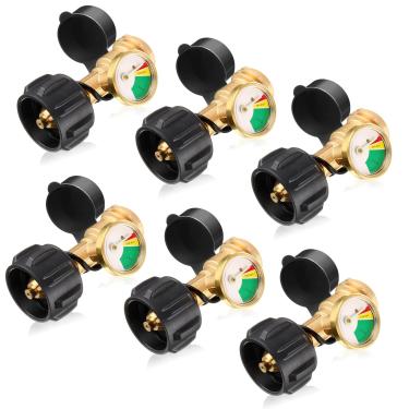 Imagem de Tandefio 6 peças medidor de tanque de propano indicador de nível de propano detector de vazamento medidor de pressão de gás universal QCC1 tanque de propano com tampa contra poeira e conexão Pol para