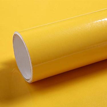 Imagem de LACHEERY Papel de contato amarelo brilhante decorativo autoadesivo de bancada papel de parede impermeável rolo de papel de parede brilhante para armários de cozinha móveis projeto faça você mesmo 40 x