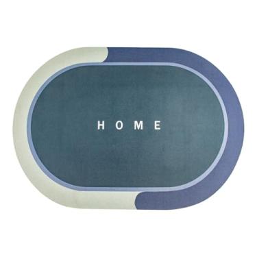 Imagem de Tapete Home Azul Camurça Emborrachado Porta Casa Apartamento