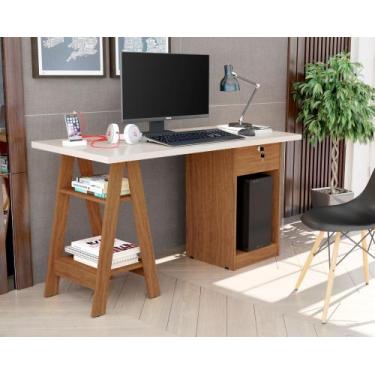 Imagem de Escrivaninha Bali Off com Canela- Para Escritório/ Quarto - Carmolar