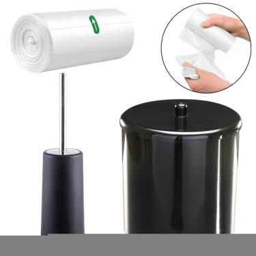 Imagem de Lixeira 6l Redondo Com Tampa + Escova Sanitária Com Suporte +