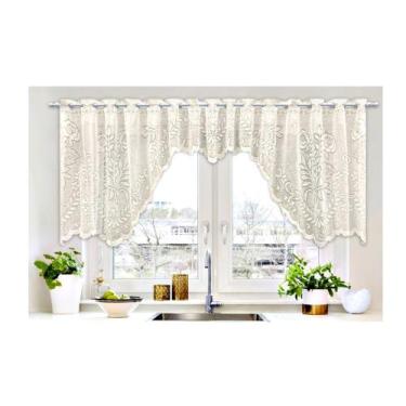 Imagem de Cortina De Pia Para Cozinha 2,95 X 1 Cascata Floral - Vidigal, Creme