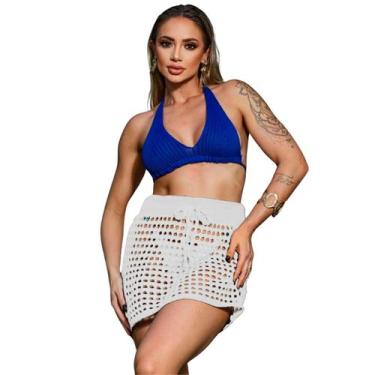 Imagem de Kit Bolsa E Saia Saida De Praia Crochê Tricot Praia 02 Peças - QRA Mod