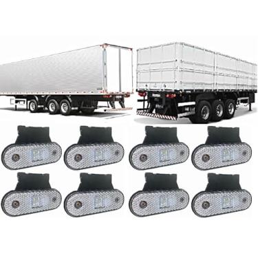 Imagem de Kit 8 Lanterna Led Cristal 12/24v Lateral Báu Carroceria Carreta KLX