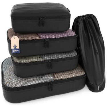 Imagem de Conjunto de 5 Packing Cubes Shacke para Viagens - Leves e Pretos