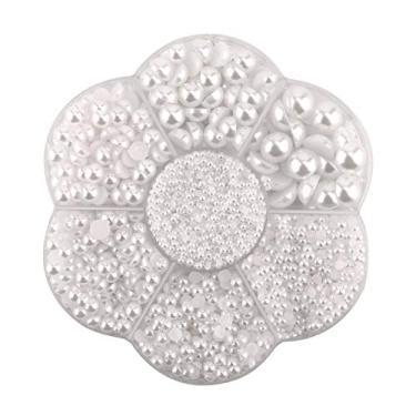 Imagem de SAVITA 5600 peças de 2/3/4/5/6/8/10 mm branco liso pérola meia redonda contas de cetim brilhantes soltas para artesanato "faça você mesmo", pulseiras, joias, decoração, vestido de casamento, arte em unhas