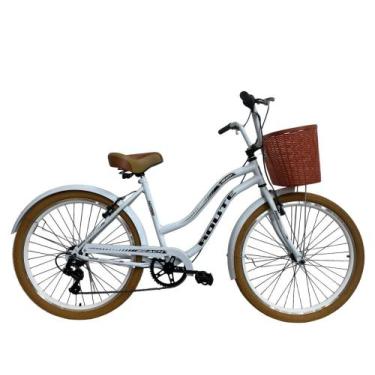 Imagem de Bicicleta Retro Aro 26 Beach +7v Shimano- Route Bike, Branco c, Marrom
