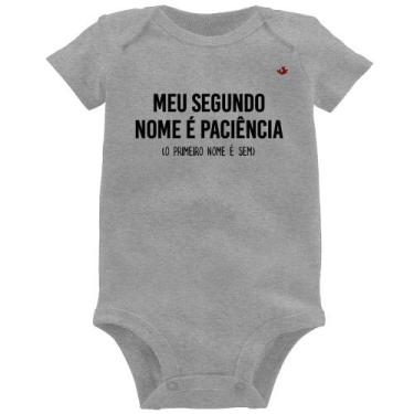 Imagem de Body Bebê Meu segundo nome é paciência - Foca na Moda, Cinza, M