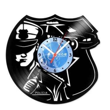 Imagem de Relógio De Parede Disco Vinil Profissões - Policial - VPR-051 - Modern