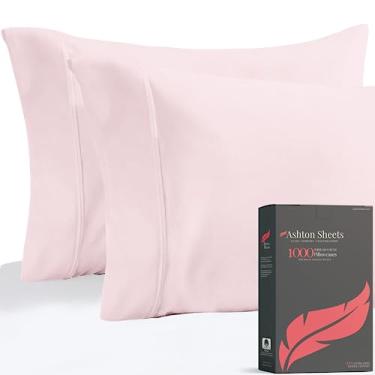 Imagem de Conjunto de fronhas King de algodão egípcio de luxo de 2 a 1000 fios da Ashton Sheets, fronhas King de tecido macio e cetim, capa de travesseiro extra longa de qualidade hoteleira - blush
