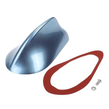 Imagem de Partuto 1 peça universal de antena de barbatana de tubarão antena de sinal de teto para carro, SUV, caminhão, off-road, material ABS com base adesiva, azul da Islândia