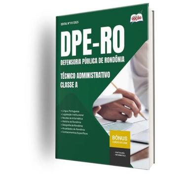 Imagem de Apostila DPE-RO  - Técnico Administrativo - Classe A - Apostilas Opção
