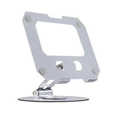 Imagem de CGZZ Suporte de tablet ajustável em altura com base giratória de 360°, suporte dobrável e resistente para tablets, e-readers e telefones, economiza espaço, branco