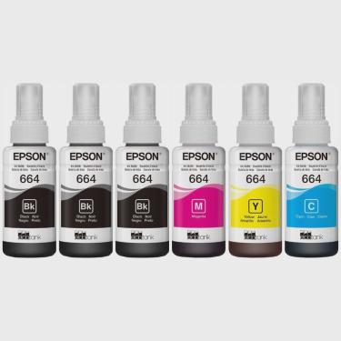 Imagem de Kit 6 Tintas Original 664 para: L120 L1300 L395 L396 L355 L555 L365 L355 Original- Combo economico 6 unidades