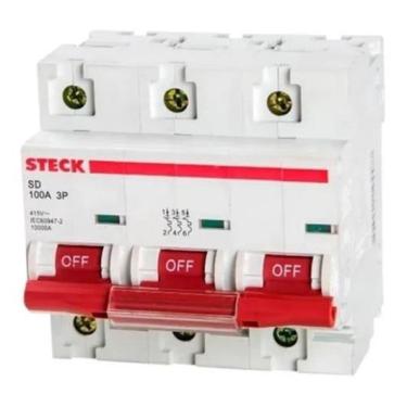 Imagem de Disjuntor Tripolar Steck De 100A Curva C