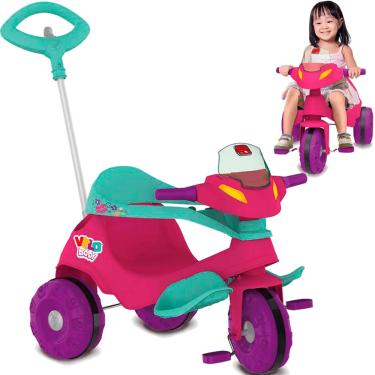 Imagem de Triciclo Infantil Bandeirante Velobaby com Buzina Rosa