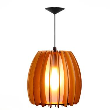Imagem de Lustre Pendente de Madeira Bari Mini 21x19cm Soq E27