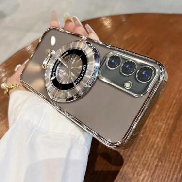 Imagem de MVVKKY Para M55 Ultra Thin Plating Tpu Glitter Stand Holder Case (para M55/SliverClear)